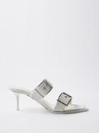 Alexander Mcqueen - Punk 65 Buckled Leather Sandals - Womens - White Silver