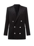 Balmain - Monogram-jacquard Crepe Blazer - Mens - Black