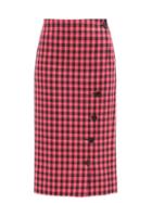Matchesfashion.com Balenciaga - Gingham-check Twill Pencil Skirt - Womens - Black Pink