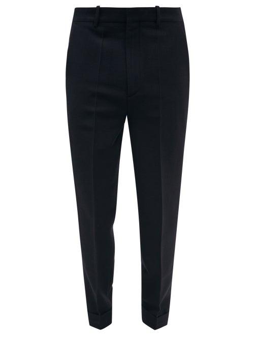 Raey - Peg-leg Textured Virgin-wool Trousers - Mens - Navy