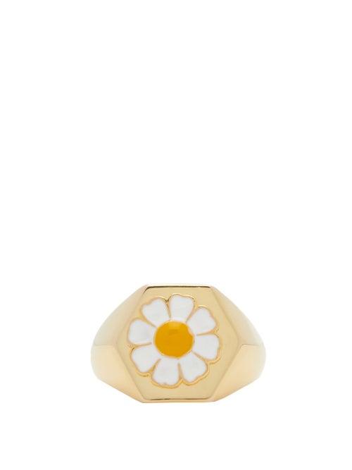 Matchesfashion.com Wilhelmina Garcia - Gold-vermeil Daisy Signet Ring - Womens - Gold Multi