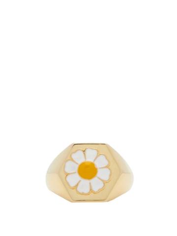Matchesfashion.com Wilhelmina Garcia - Gold-vermeil Daisy Signet Ring - Womens - Gold Multi