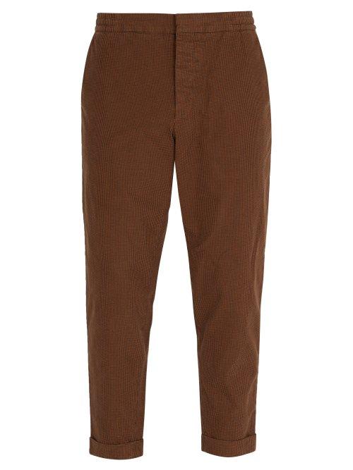 Matchesfashion.com Barena Venezia - Micro Check Cotton Blend Trousers - Mens - Brown Multi