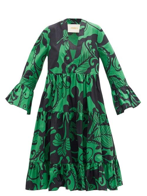 Matchesfashion.com La Doublej - Short Jennifer Jane Marea-print Cotton Dress - Womens - Green Print