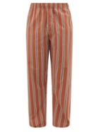 L.e.j - Elasticated Cotton-blend Straight-leg Trousers - Mens - Orange Multi