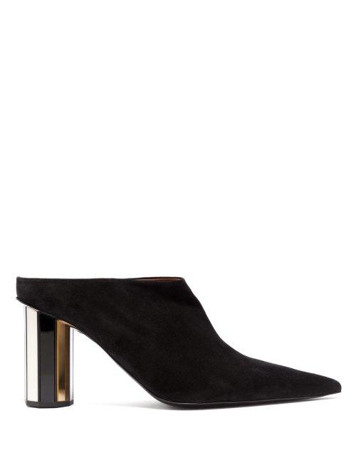 Matchesfashion.com Proenza Schouler - Suede Block Heel Mules - Womens - Black