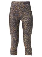 Matchesfashion.com Ganni - Zipped Hem Tiger Print Lurex Leggings - Womens - Leopard
