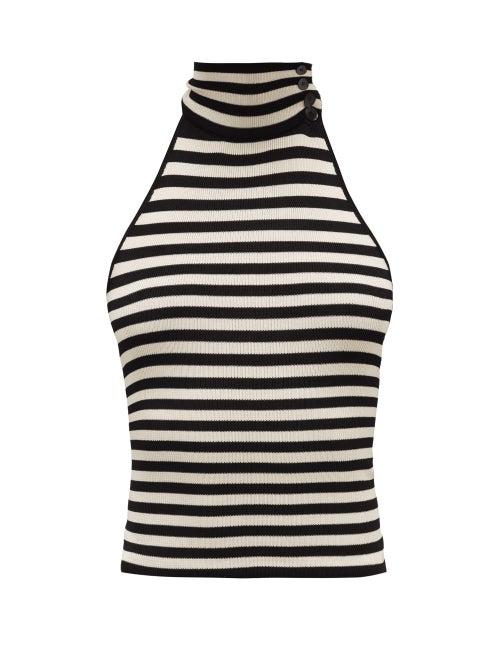 Matchesfashion.com Petar Petrov - Kasa Striped Halterneck Top - Womens - Ivory Black