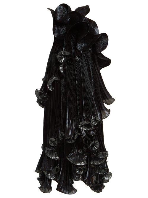 Matchesfashion.com Givenchy - One Shoulder Ruffled Lurex Silk Blend Dress - Womens - Black Green
