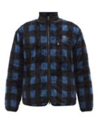 South2 West8 - Windowpane-check Faux-fur Coat - Mens - Blue Multi