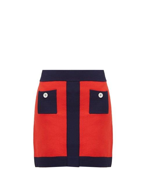 Matchesfashion.com Staud - Sole Bi Colour Jersey Mini Skirt - Womens - Red