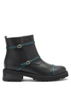 Matchesfashion.com Malone Souliers - Brodie Bucked-strap Leather Boots - Womens - Black Green