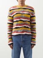 Loewe - Striped Faux-sherling Sweater - Mens - Brown Multi