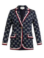 Matchesfashion.com Gucci - Gg Jacquard Single Breasted Cotton Blazer - Womens - Navy Multi