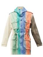 Charles Jeffrey Loverboy - Cat-ear Hood Striped Linen-canvas Parka - Womens - Multi