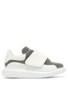 Matchesfashion.com Alexander Mcqueen - Wide Strap Leather Trainers - Womens - Grey White