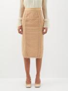 Gucci - Gg-embroidered Lace Midi Skirt - Womens - Nude