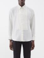 Valentino - Pintucked-plastron Silk Shirt - Mens - White