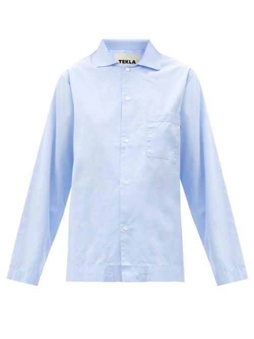 Ladies Lingerie Tekla - Organic-cotton Poplin Pyjama Top - Womens - Light Blue