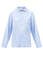 Ladies Lingerie Tekla - Organic-cotton Poplin Pyjama Top - Womens - Light Blue