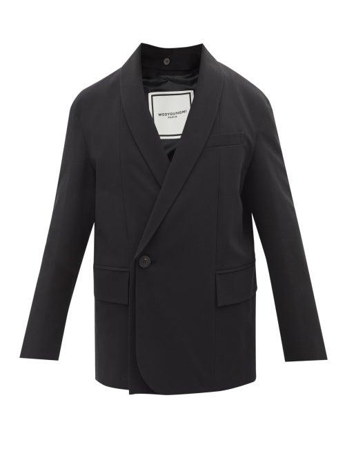 Wooyoungmi - Detachable Shawl-collar Cotton-twill Suit Jacket - Mens - Black
