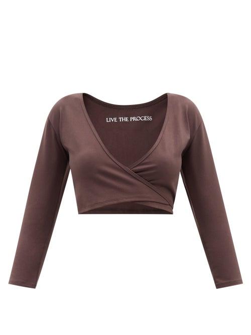 Live The Process - Zen Wrap-front Cropped Top - Womens - Brown
