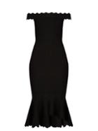 Jonathan Simkhai Off-the-shoulder Fluted-hem Diamond-knit Dress