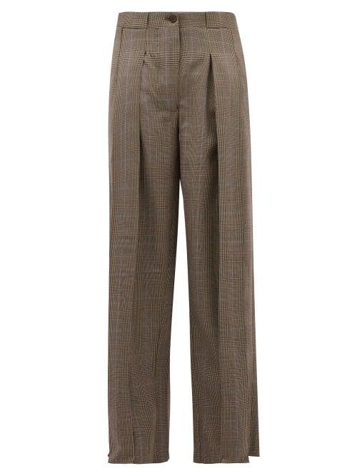 Matchesfashion.com Giuliva Heritage Collection - The Bernado Prince Of Wales Checked Wool Trousers - Womens - Brown Multi