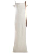 Matchesfashion.com Loewe - Leather Trimmed Panelled Crepe Dress - Womens - White