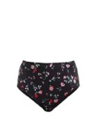 Matchesfashion.com Ganni - Floral Print High Rise Bikini Briefs - Womens - Black