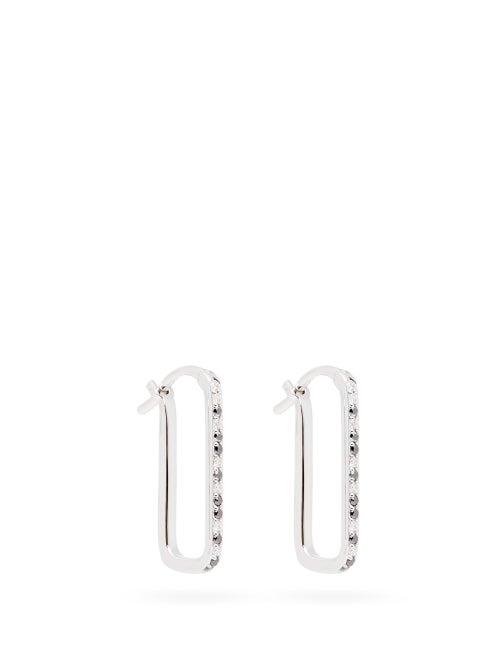 Matchesfashion.com Raphaele Canot - Animal Print Diamond & White Gold Hoop Earrings - Womens - Silver