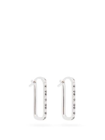Matchesfashion.com Raphaele Canot - Animal Print Diamond & White Gold Hoop Earrings - Womens - Silver