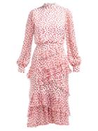 Matchesfashion.com Saloni - Isa Polka Dot Fil Coup Silk Blend Dress - Womens - Red White