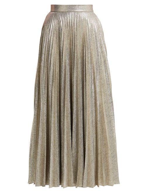 Matchesfashion.com Emilia Wickstead - Sunshine Metallic Pleated Skirt - Womens - Silver