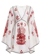 Vita Kin Peacock Floral-embroidered Linen Dress