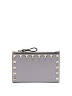 Matchesfashion.com Valentino - Rockstud Leather Card And Coin Purse - Womens - Light Grey