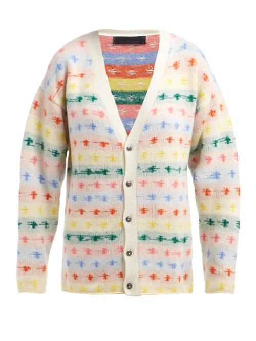 Matchesfashion.com The Elder Statesman - Fireside Intarsia Knit Cashmere Cardigan - Womens - White Multi