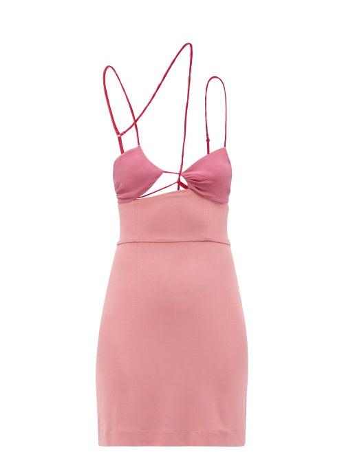 Nensi Dojaka - Panelled Crepe Mini Dress - Womens - Pink