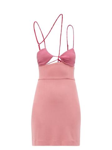 Nensi Dojaka - Panelled Crepe Mini Dress - Womens - Pink