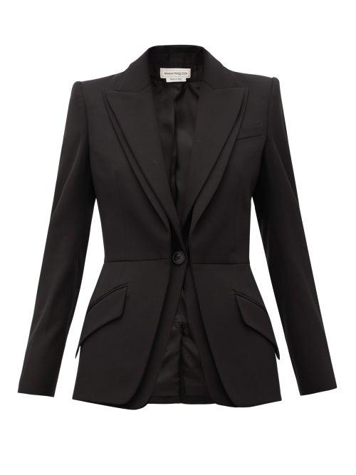 Matchesfashion.com Alexander Mcqueen - Single-breasted Grain-de-poudre Wool Jacket - Womens - Black