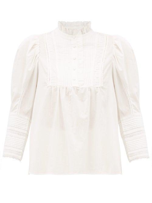 Matchesfashion.com Sea - Silvia Pintuck Pleated Cotton Poplin Blouse - Womens - White