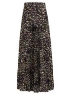 Matchesfashion.com Ganni - Floral Print Georgette Maxi Skirt - Womens - Black Multi