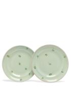 Matchesfashion.com Luisa Beccaria - Hand Painted Ceramic Dinner Plates - Cream