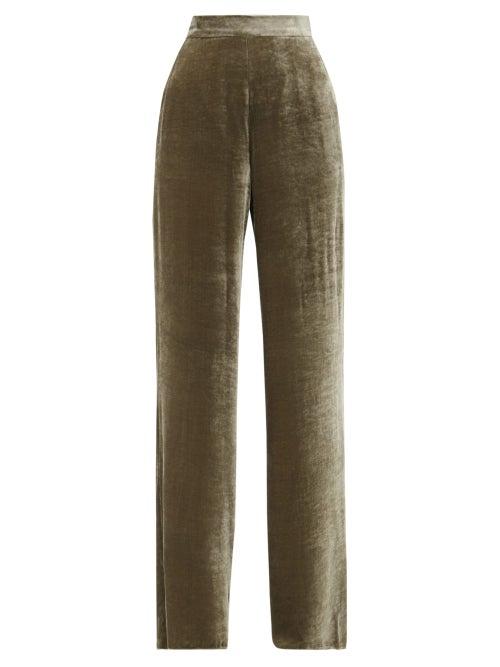 Matchesfashion.com Etro - High-rise Velvet Wide-leg Trousers - Womens - Grey