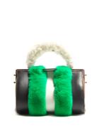 Marni Duffle Tag Fur-trimmed Leather Bag