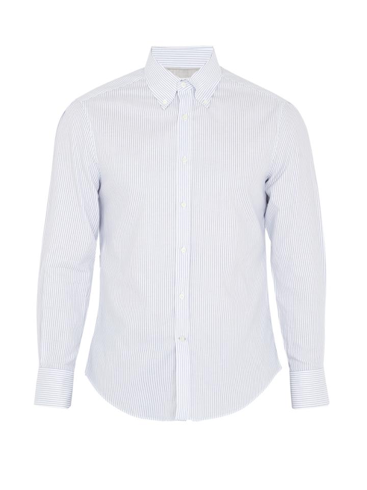 Brunello Cucinelli Striped Single-cuff Oxford-cotton Shirt