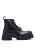 Matchesfashion.com Balenciaga - Strike Leather Combat Boots - Mens - Black