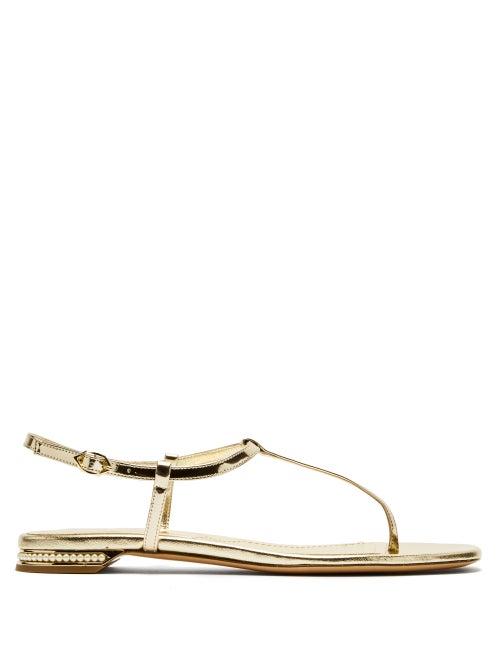 Matchesfashion.com Nicholas Kirkwood - Casati Faux Pearl Heel Leather Sandals - Womens - Gold