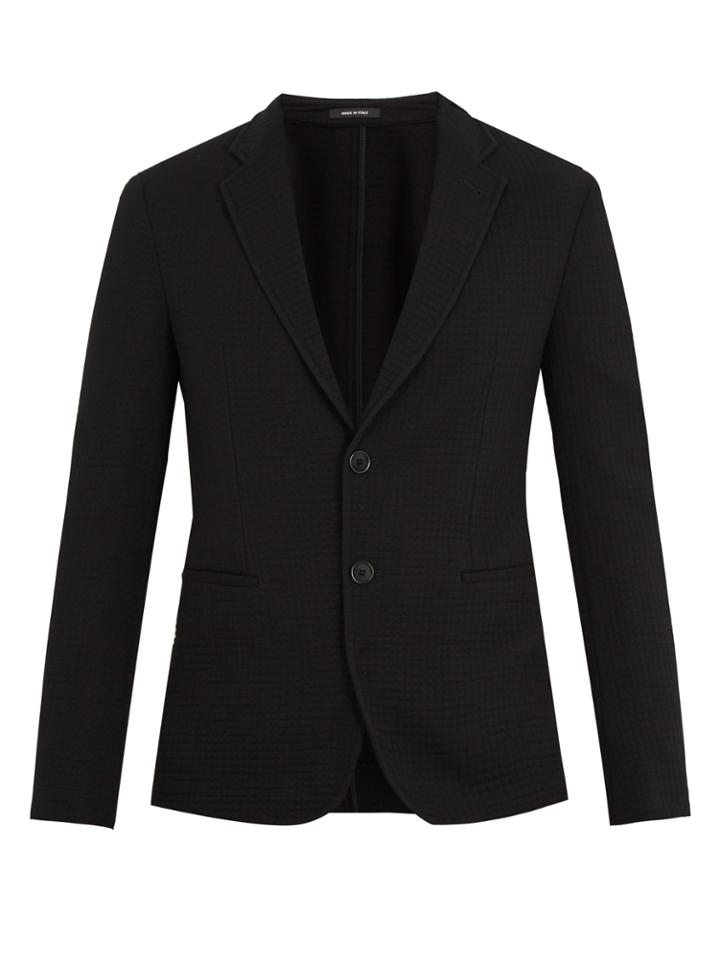 Giorgio Armani Notch-lapel Wool-blend Waffle-weave Blazer