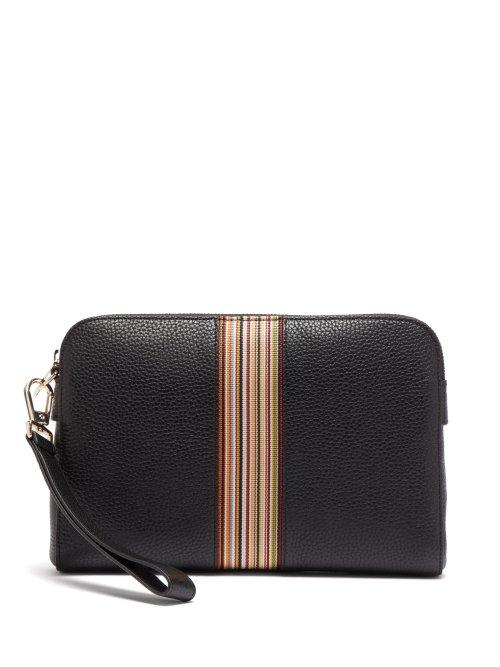 Matchesfashion.com Paul Smith - Signature Stripe Grained Leather Pouch Bag - Mens - Black